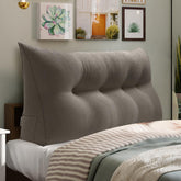Triangular Reading Backrest Pillow 85% Linen 15% Cotton Blend—— Medium Gray